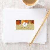 Étiquette d'adresse Monogramme Automne Feuilles Ka (En situation)