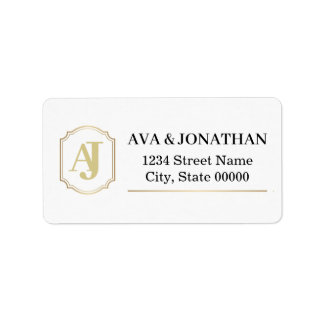 Étiquette d'adresse Monogramme Luxe Impériale