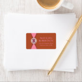 Étiquette d'adresse Monogramme Rose Simple Terre (En situation)