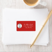 Étiquette d'adresse Monogramme Rouge Vintage (En situation)