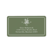 Étiquette d'adresse Monogramme Vert Sauge Classiqu (Devant)
