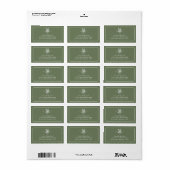 Étiquette d'adresse Monogramme Vert Sauge Classiqu (Feuille entière)