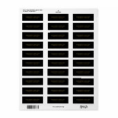 Étiquette d'adresse noire à typographie élégante s (Feuille entière)