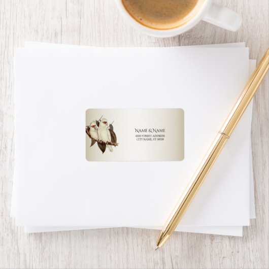 Étiquette d'adresse Oiseaux Blancs (En situation)