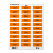Étiquette d'adresse orange de sécurité de style mo (Feuille entière)