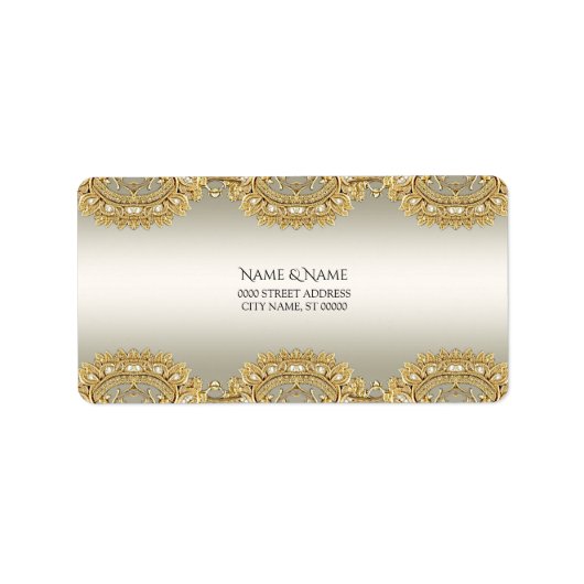 Étiquette d'adresse ornée dorée (Devant)