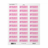 Étiquette d'adresse Papillon Violet et Rose (Feuille entière)