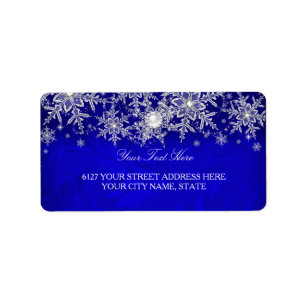Étiquette d'adresse perle de cristal bleu flocon d