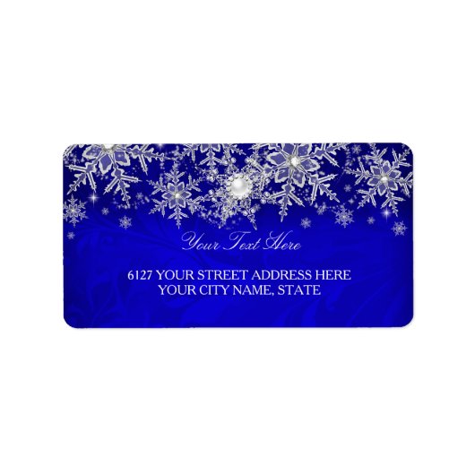 Étiquette d'adresse perle de cristal bleu flocon d (Devant)