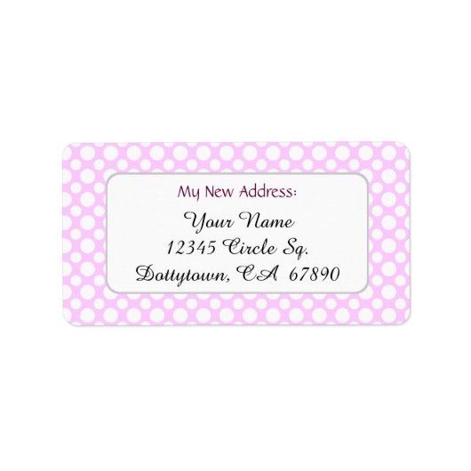 Étiquette d'adresse personnalisé Pois rose blanc (Devant)