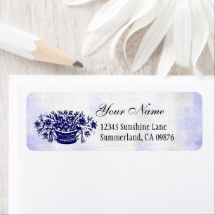 Étiquette d'adresse personnalisée Fleurs Bleues Gr