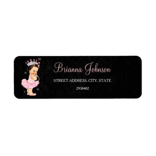 Étiquette d'adresse pour Baby Shower Princesse (Devant)