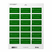 Étiquette d'adresse professionnelle verte monochro (Feuille entière)