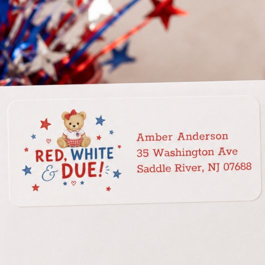 Étiquette d'adresse Red White Due