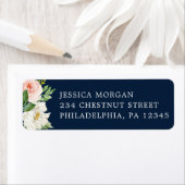 Étiquette d'adresse Retour Bleu Marine Doré (En situation)