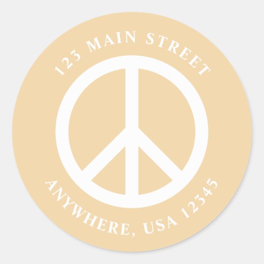 Étiquette d'adresse rétro jaune Peace Sign (Devant)