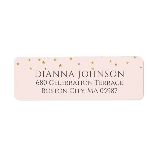Étiquette d'adresse rose blush étoile dorée (Devant)