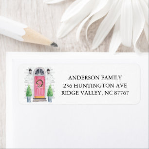 Étiquette d'adresse rose de la porte avant