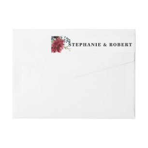 Étiquette d'adresse Rouge Bourgogne Marine Floral