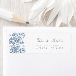 Étiquette d'adresse Toile Bleue Chic Chinoiserie F