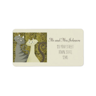Étiquette d'adresse twosome Cats Old Gold