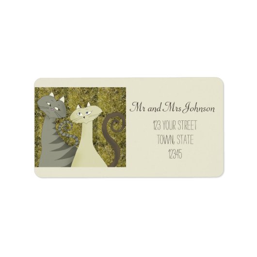 Étiquette d'adresse twosome Cats Old Gold (Devant)