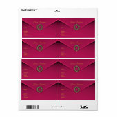 Étiquette d'adresse velours rose bijou (Feuille entière)