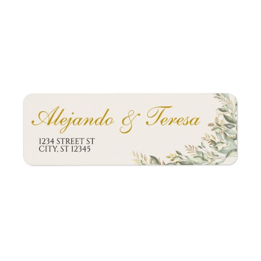 Étiquette d'adresse verte avec doré (Devant)
