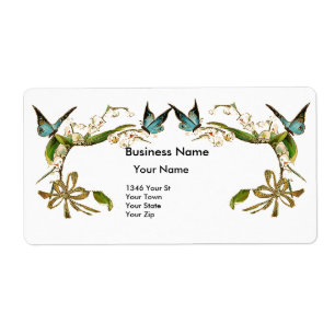 Étiquette d'adresse vintage rétro papillon floral