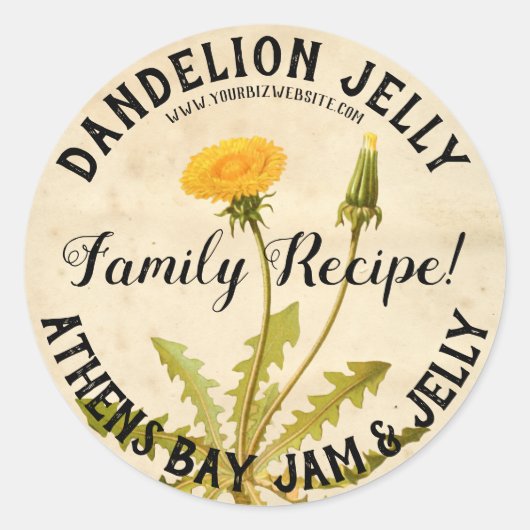 Étiquette d'affaires vintage Dandelion Jelly (Devant)