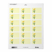 Étiquette Daffodiles de printemps jaune - Modèle de jonquill (Feuille entière)