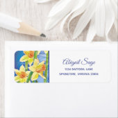 Étiquette Daffodique jaune fleur de printemps et adresse de  (En situation)