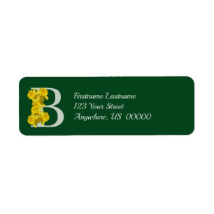 Étiquette Daffodique Monogram Initial B Votre nom Adresse