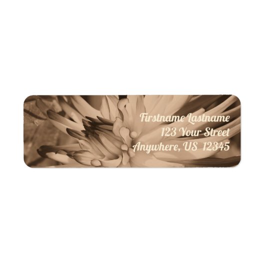 Étiquette Dahlia Flower Close in Sepia Adresse (Devant)