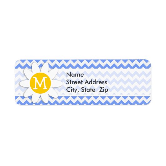 Étiquette Daisée de printemps ; Motif Chevron bleu (Devant)