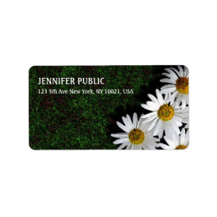 Étiquette Daisies Fleurs modernes Élégant Adresse Plate