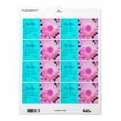 Étiquette DAISY, bleu turquase rose noir (Feuille entière)
