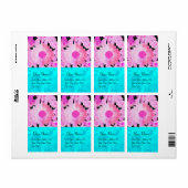 Étiquette DAISY, bleu turquoise rose noir (Feuille entière)