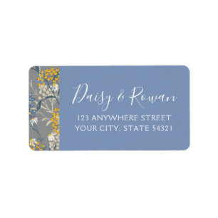 Étiquette Daisy Navy Blue & Yellow Rowan Berries Adresse