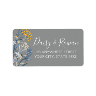Étiquette Daisy Navy Blue & Yellow Rowan Berries Adresse