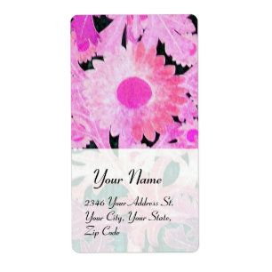 Étiquette DAISY, rose blanc noir