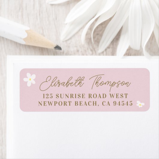 Étiquette Daisy Spring Boho rose Adresse de retour Label (En situation)