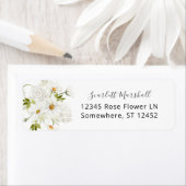 Étiquette Daisy White Floral Adresse de retour Label 4 (En situation)