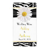 Étiquette Daisy Zebra Imprimer Mariage Vin bouteille Étiquet (Devant)