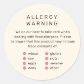 Étiquette d'allergène de boulangerie prête à la ma (Devant)