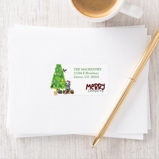 Étiquette Dalmatie enveloppée dans les lumières de Noël Reto (En situation)