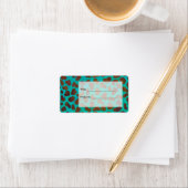 Étiquette Dalmatien Marron et Sarcelle avec Monogramme (En situation)