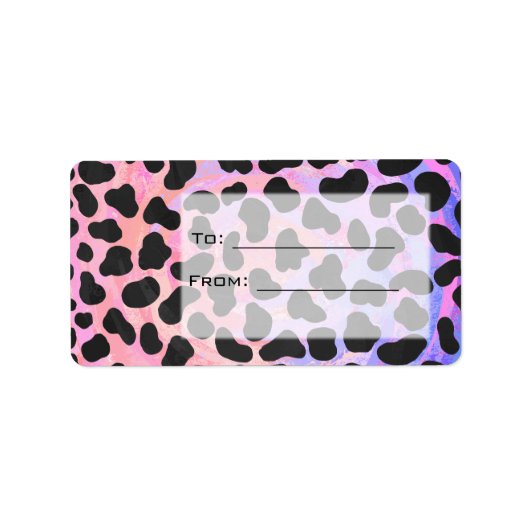 Étiquette Dalmatien Monogramme Noir et Rose (Devant)