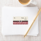 Étiquette Damas de Noël 1,25 po x 2,75 po sur étiq (En situation)