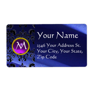 Étiquette DAMAS DE SOIE GEM violet bleu électrique